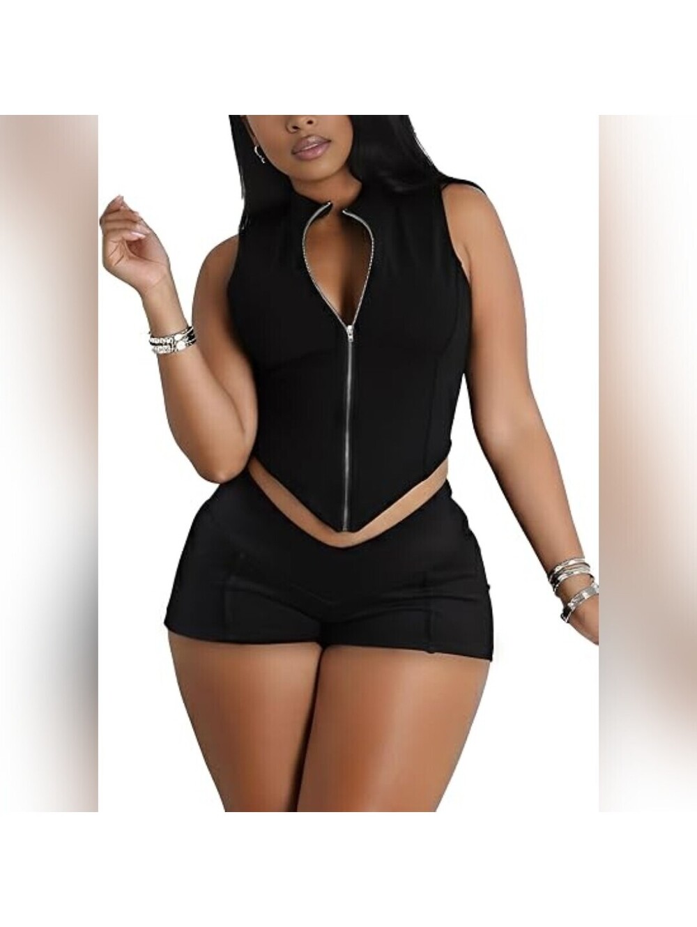 NWT LovelyWholesale Two Piece Crip Tank Top and Shorts Outfit, Medium
